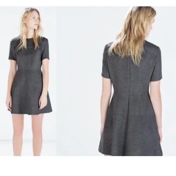 Zara | Dresses | Zara Grey Fit And Flare Mini Dress Size Medium | Poshmark